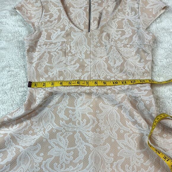 Want and Need Champaign lace overlay fit and flare dress, size med - Picture 6 of 9